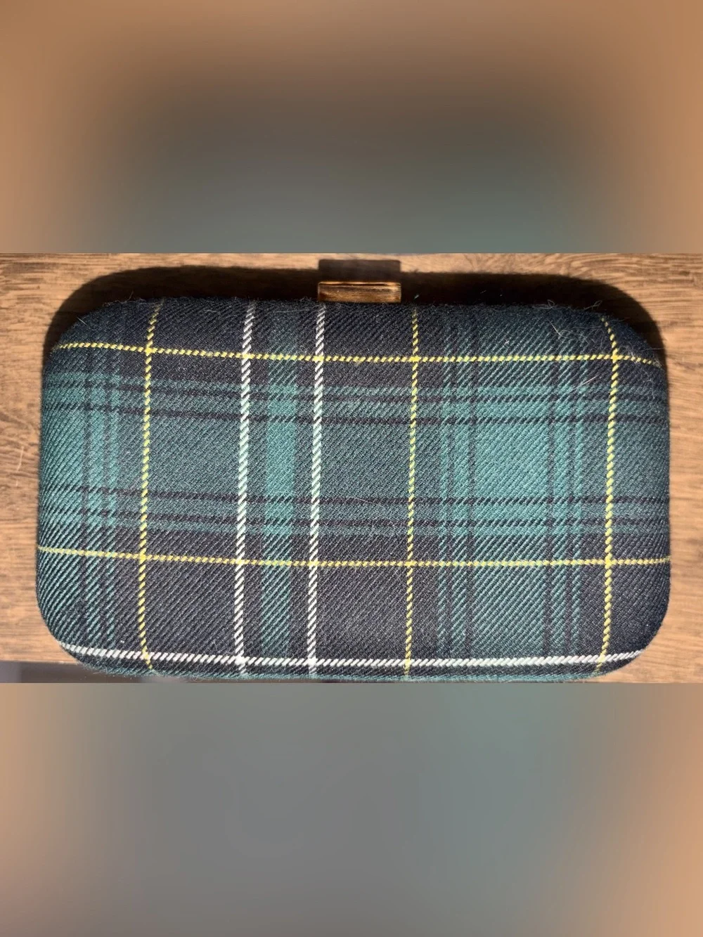 Brand new Ann Taylor Plaid Jeweled Clutch Bag - Green Plaid